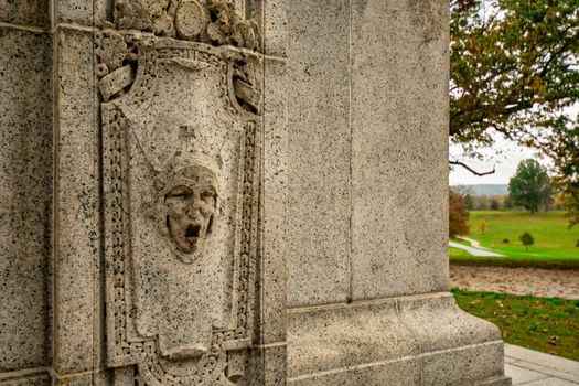 An Ornamental Stone Face on the National Memorial Arch at Valley Forge National Historical Park