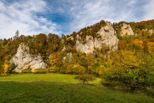 Fantastic autumn hike in the beautiful Danube valley at the Beuron monastery with beautiful views and rocks