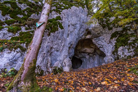 The Sperberloch at the Jagerhaus a cave in the Danube valley near Beuron in the Sigmaringen district