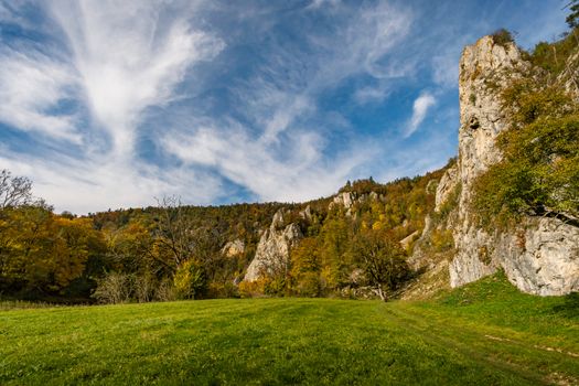 Fantastic autumn hike in the beautiful Danube valley at the Beuron monastery with beautiful views and rocks