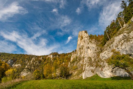 Fantastic autumn hike in the beautiful Danube valley at the Beuron monastery with beautiful views and rocks