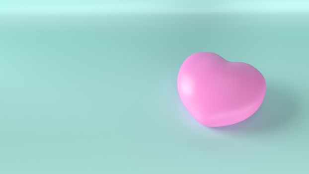 pink heart on blue background for health content 3d rendering.