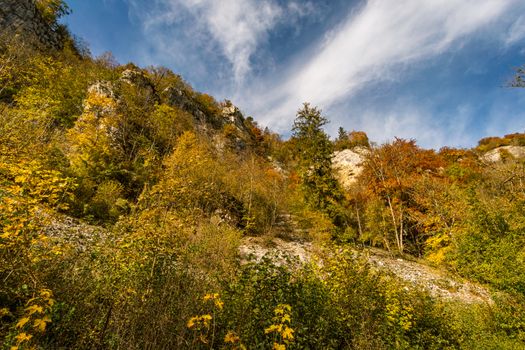 Fantastic autumn hike in the beautiful Danube valley at the Beuron monastery with beautiful views and rocks