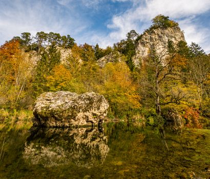 Fantastic autumn hike in the beautiful Danube valley at the Beuron monastery with beautiful views and rocks