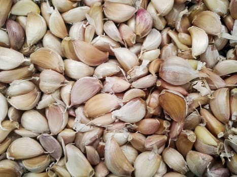 Group of garlics in the supermarket.