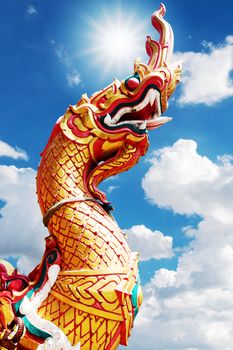 King of Nagas statue isolated on white background.