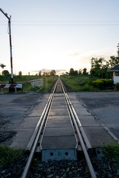 Railroad in the everning time.