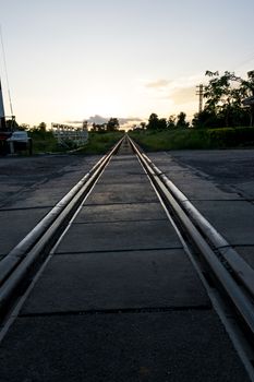 Railroad in the everning time.