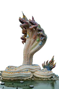 King of Nagas statue isolate on white background.