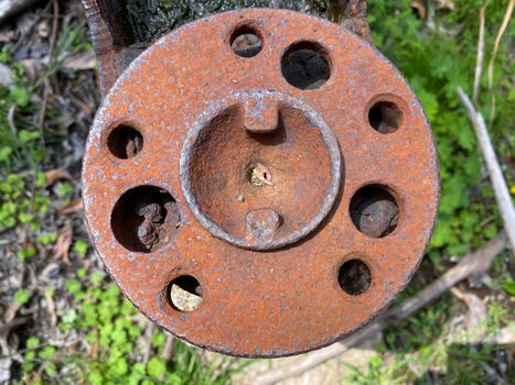 Close up of rusty details of an old machine