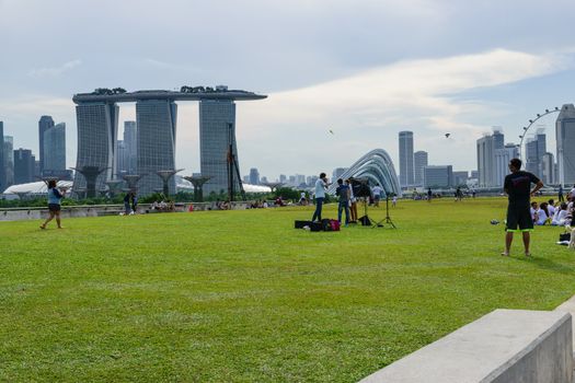 Singapore,May,30th,2015:Marina Barrage is a retreat and leave the body in the bundle is a popular holiday in Singapore.