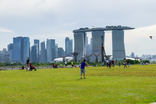 Singapore,May,30th,2015:Marina Barrage is a retreat and leave the body in the bundle is a popular holiday in Singapore.