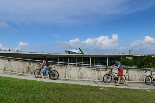 Singapore,May,30th,2015:Marina Barrage is a retreat and leave the body in the bundle is a popular holiday in Singapore.