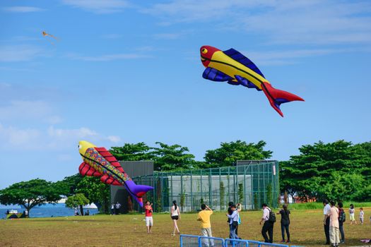 Singapore,May,30th,2015:Marina Barrage is a retreat and leave the body in the bundle is a popular holiday in Singapore.