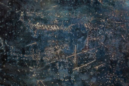 rusted dark blue flat raw steel sheet surface texture and background with scratches.