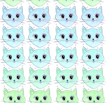 Colorful seamless pattern with funny cats