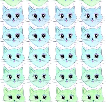 Colorful seamless pattern with funny cats