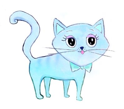 cute fairy-tale blue cat - isolated character