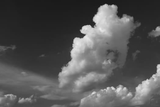 Beautiful black and white sky with clouds in the claer day.