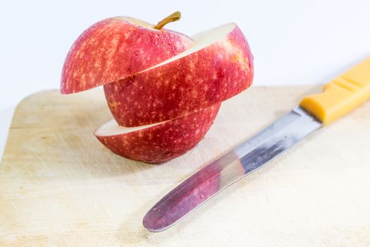 Red apple on white background.