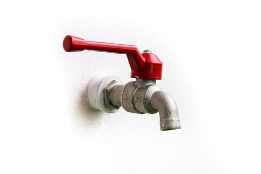 Tap Water red handle at home.