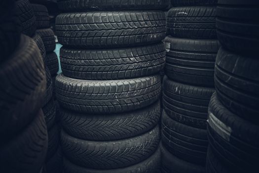 tires for cars in the warehouse.