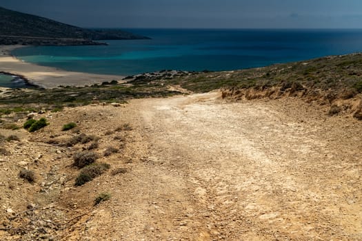 Scenic view at peninsula Prasonisi at the south side of Rhodes island, Greece