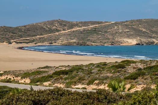 Scenic view at peninsula Prasonisi at the south side of Rhodes island, Greece