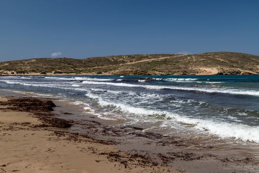 Scenic view at peninsula Prasonisi at the south side of Rhodes island, Greece