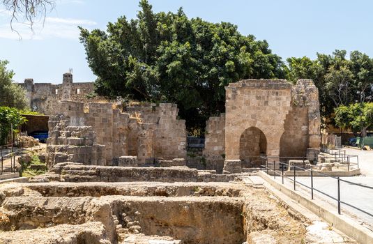 Archaeological excavations in the old town of Rhodes city on Rhodes island, Greece