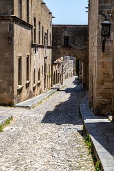 Knights street in the old town of Rhodes city on Rhodes island, Greece