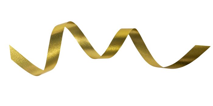 A gold ribbons isolated on a white background with clipping path.