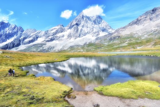 The Matterhorn seen from the Tramail lakes, above Cervinia in the Aosta valley