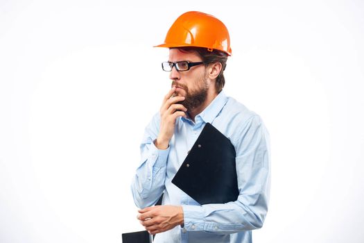 Man in working uniform professional construction lifestyle. High quality photo