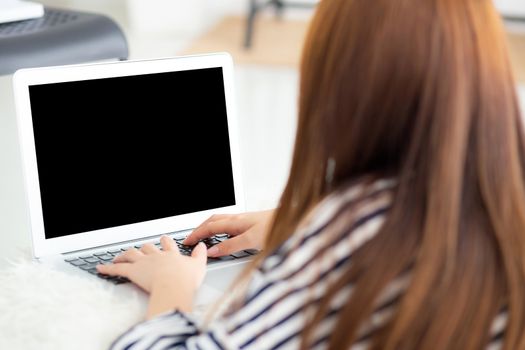 Beautiful asian young woman lying on bed using laptop at bedroom for leisure and relax, freelance with girl working notebook, communication concept.