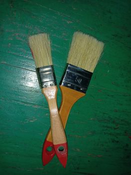 paint brush on green background for painting