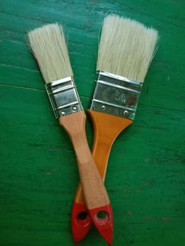 paint brush on green background for painting