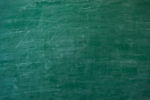 Abstract of Blank Green Blackboard or chalkboard texture background with white chalk rubbed write already empty blank copy space and nobody, School education learning concept