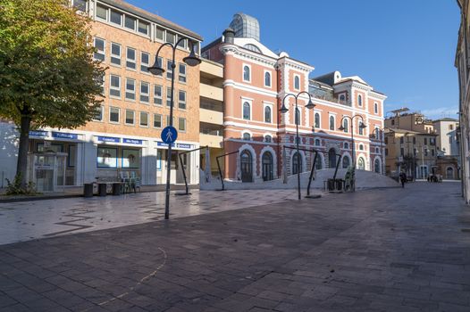 terni,italy september 01 2020:piazza Solferino in terni without people due to corona virus