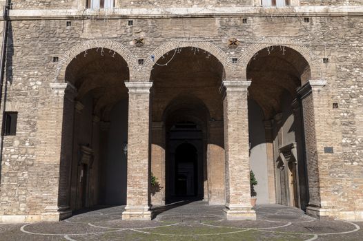 terni,italy september 01 2020:entrance with arches of the Spada palace, municipality of terni in umbria
