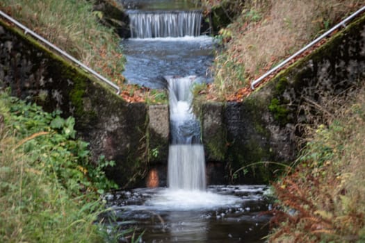 Obernau dam in Siegerland water inlet with cascades