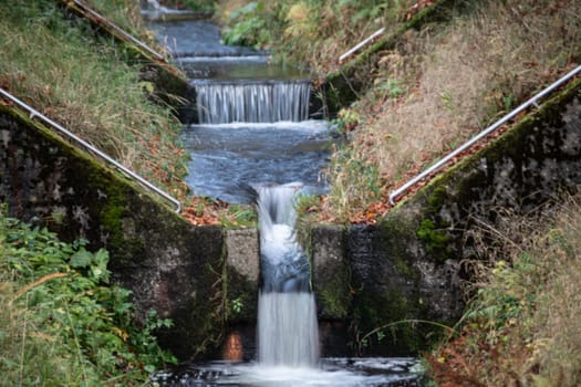 Obernau dam in Siegerland water inlet with cascades