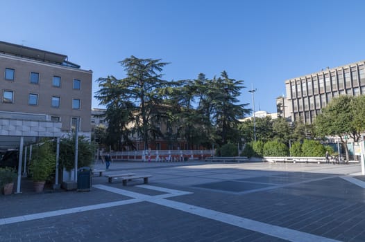 terni,italy september 01 2020:square Cornelio Tacitoa terni without people due to corona virus
