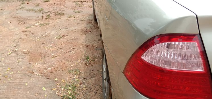 back light of gray colored car on road