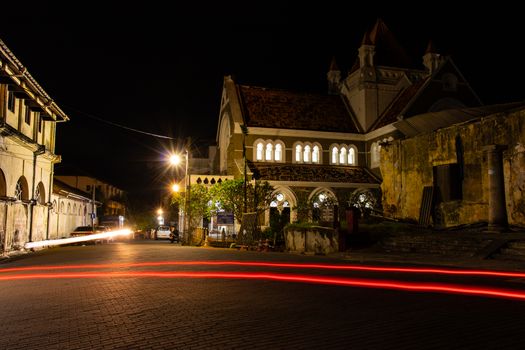 Long exposure photograph taken in 31st night 2019 near historical old church in galle fort