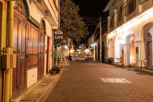 Street on the night of 31st 2019 Galle fort Sri Lanka