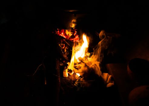 preparing break-first in outdoor kitchen