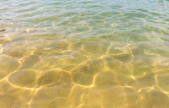 Ripples of water waves reflecting texture on a sandy beach bottom