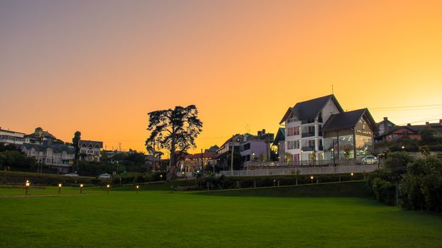 Nuwara Eliya landscape golden sunset