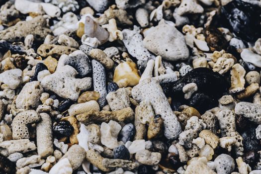 stone mix in the beach closeup